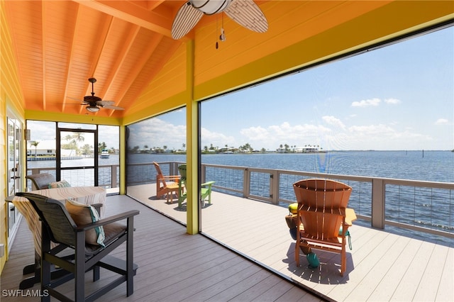 dock area with a deck with water view