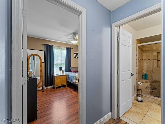 hall with light hardwood / wood-style flooring