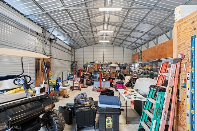 garage featuring metal wall