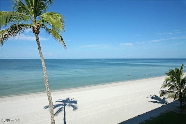 view of water feature with a view of the beach