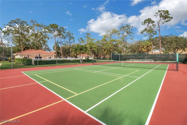 view of tennis court with basketball court