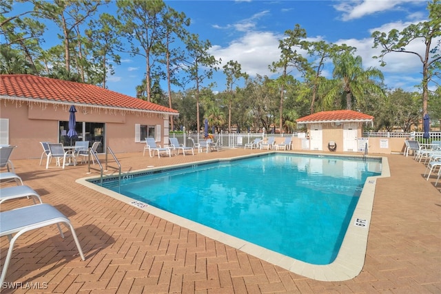 view of pool featuring a patio area