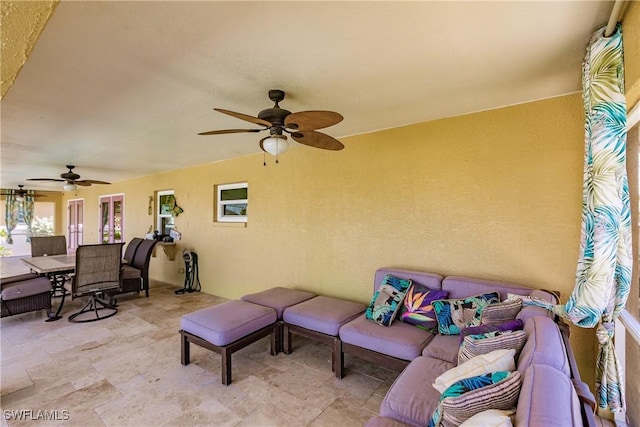 view of patio / terrace featuring outdoor lounge area and ceiling fan