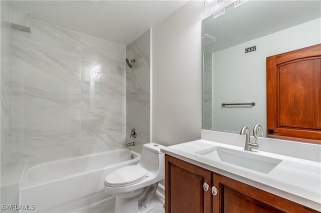 1160 8th St S, Naples, FL 34102 - bathroom featuring vanity, toilet, bathtub / shower combination, and visible vents
