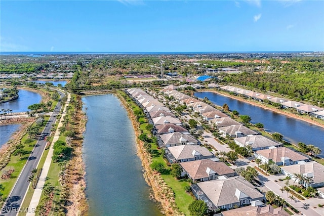 bird's eye view featuring a water view