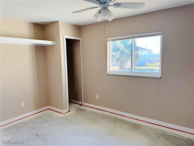 unfurnished bedroom with ceiling fan