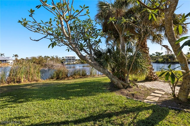 view of yard featuring a water view