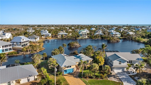 bird's eye view featuring a water view