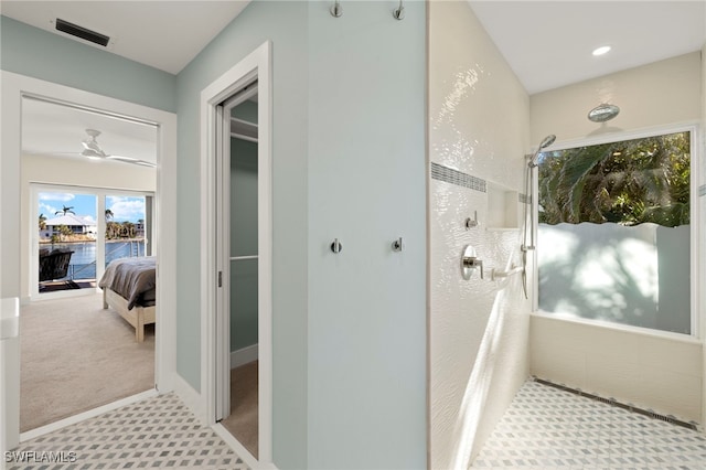 672 Durion Ct, Sanibel, FL 33957 - full bathroom with walk in shower, visible vents, and recessed lighting
