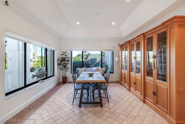 sunroom with a tray ceiling