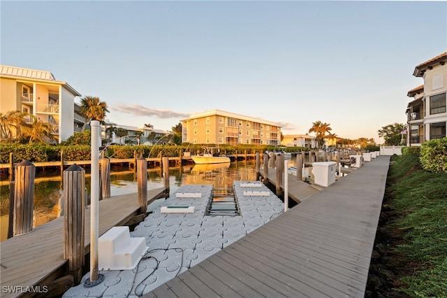 view of dock featuring a water view