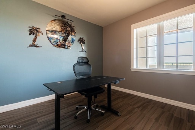 office area featuring dark hardwood / wood-style flooring