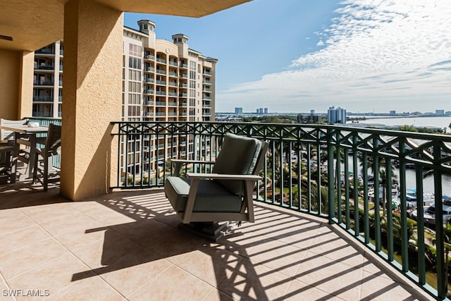 balcony with a water view