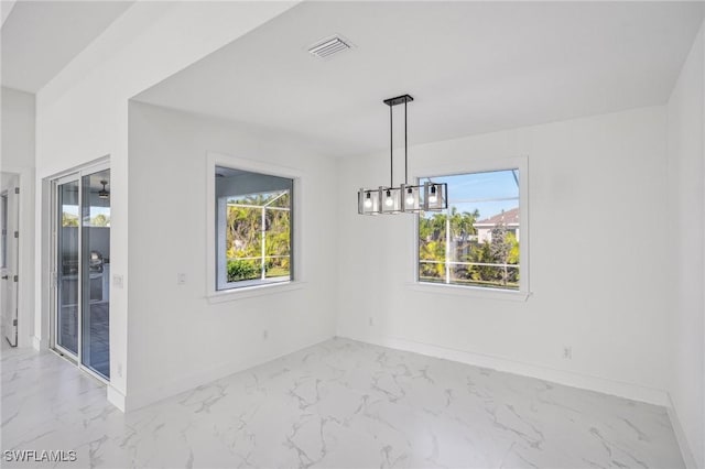 view of unfurnished dining area