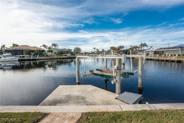 dock area featuring a water view