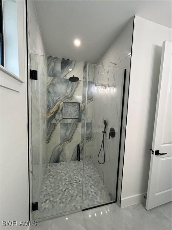 bathroom featuring walk in shower