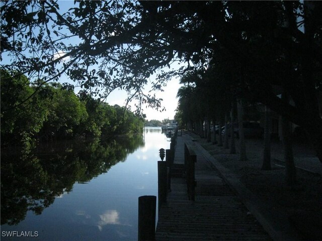 view of dock featuring a water view