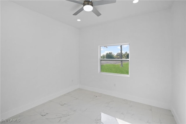 unfurnished room featuring ceiling fan