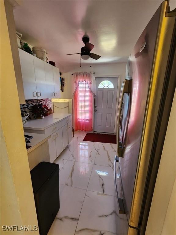 bathroom with ceiling fan