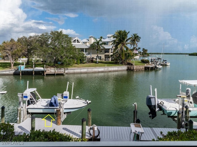 dock area featuring a water view