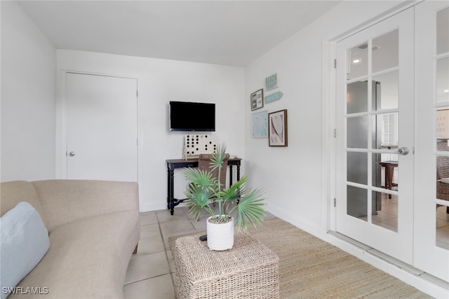 living room with light tile patterned floors