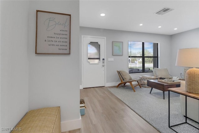 entryway with light wood-type flooring