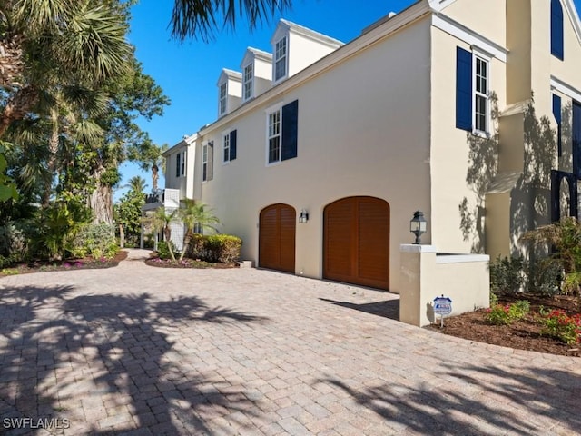 view of home's exterior with a garage