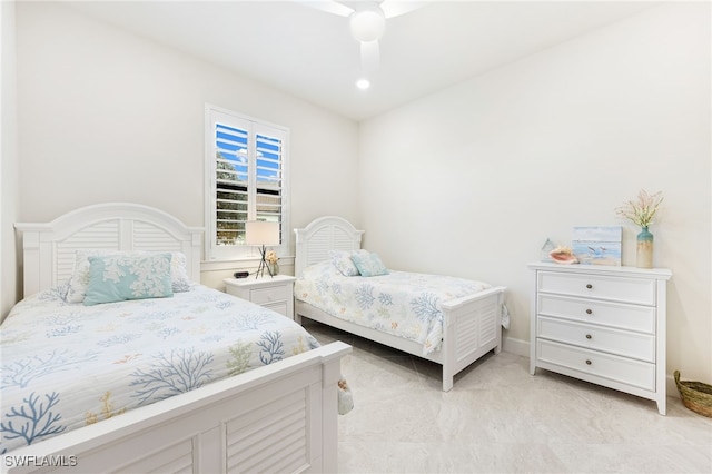 bedroom featuring ceiling fan