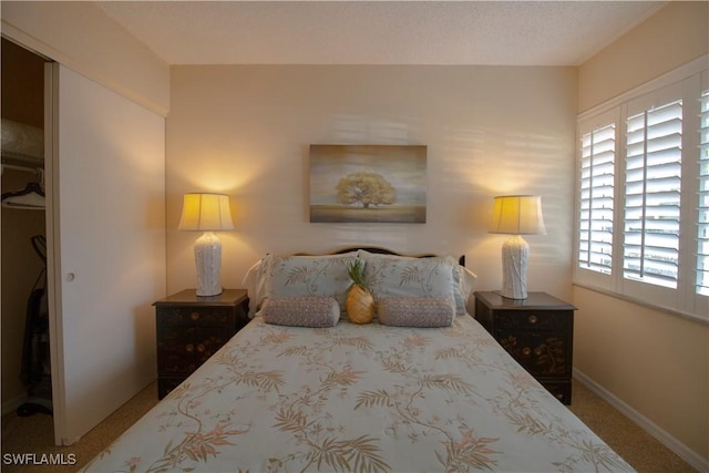 carpeted bedroom featuring a closet