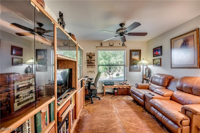 office area featuring hardwood / wood-style floors