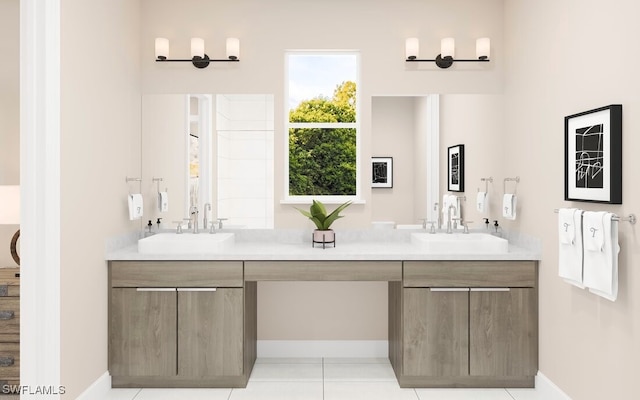 bathroom featuring vanity and tile patterned floors