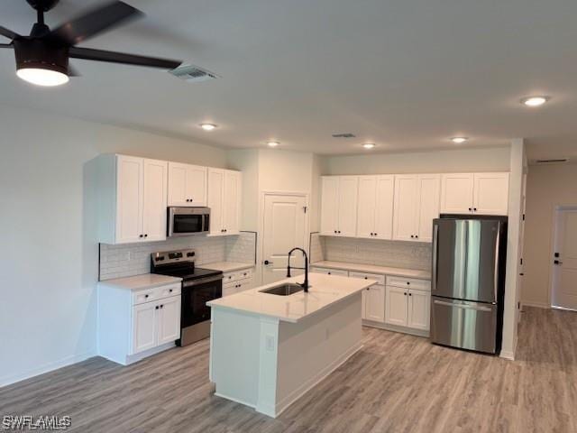 kitchen featuring sink, appliances with stainless steel finishes, and white cabinets