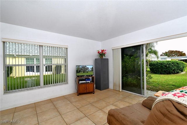 view of tiled living room