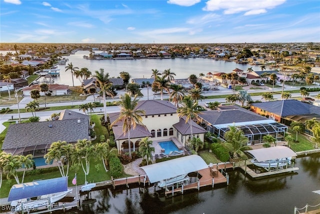 bird's eye view featuring a water view