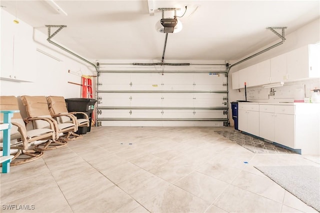 garage with a garage door opener