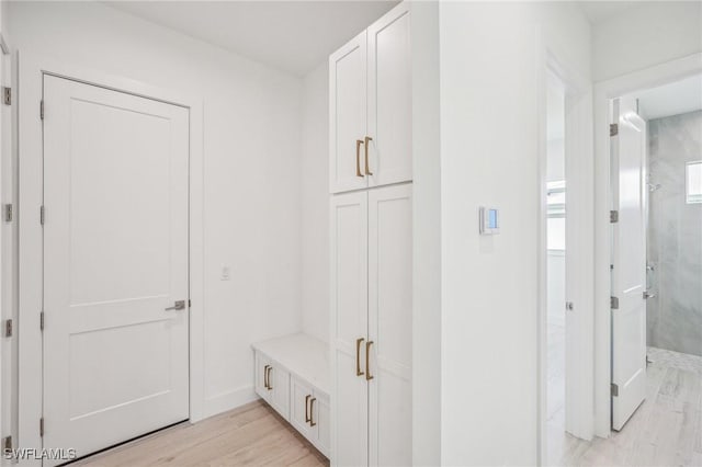 mudroom featuring light wood-type flooring