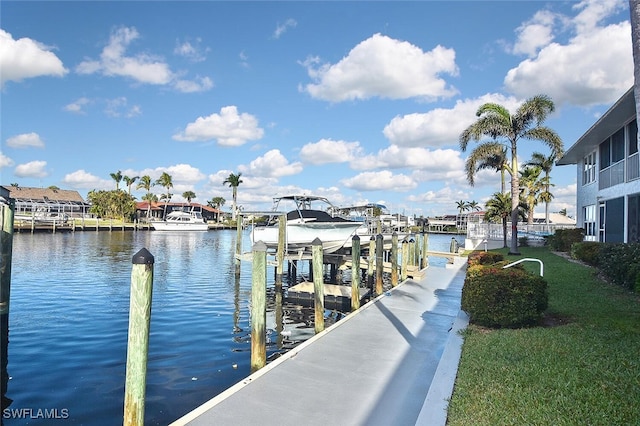 view of dock featuring a water view