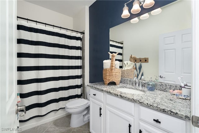 bathroom featuring tile patterned flooring, vanity, and toilet