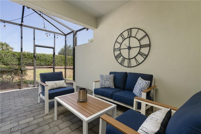 view of patio / terrace with a lanai and an outdoor hangout area