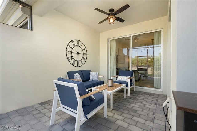 view of patio / terrace with outdoor lounge area and ceiling fan