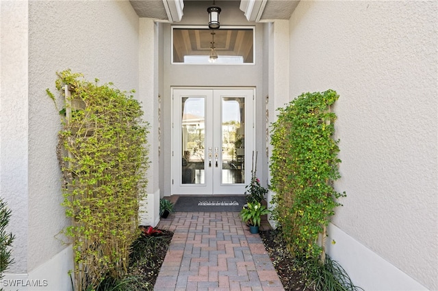 property entrance with french doors