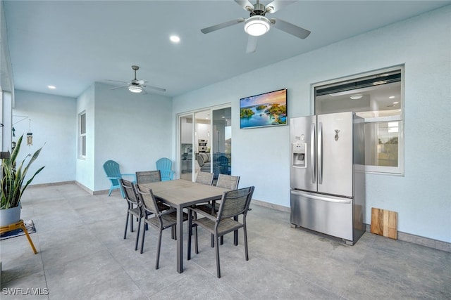 dining area featuring ceiling fan