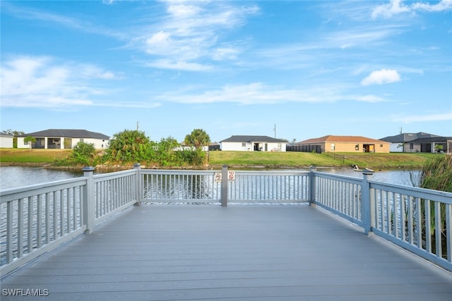 deck with a water view