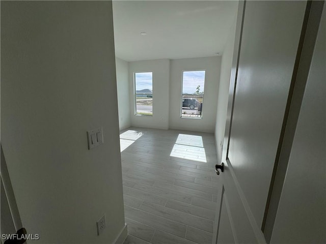 spare room featuring light hardwood / wood-style flooring