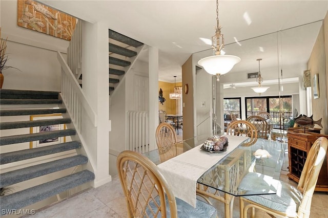 view of tiled dining room