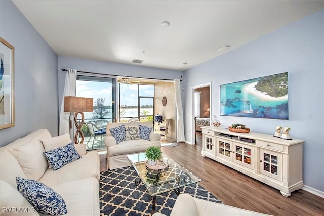 living room featuring hardwood / wood-style floors