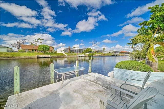 view of dock featuring a water view