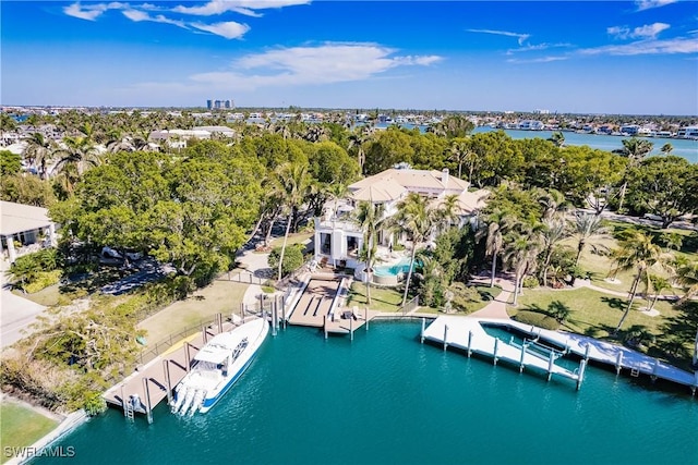 bird's eye view featuring a water view