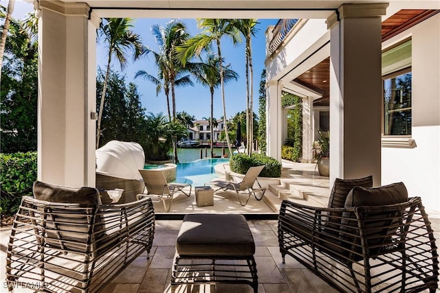 view of patio featuring an outdoor living space