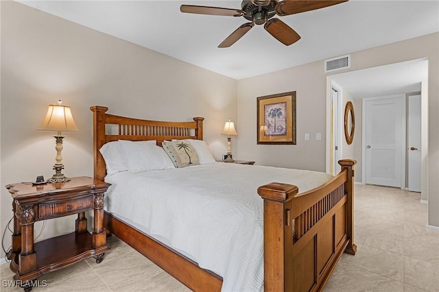 bedroom featuring ceiling fan